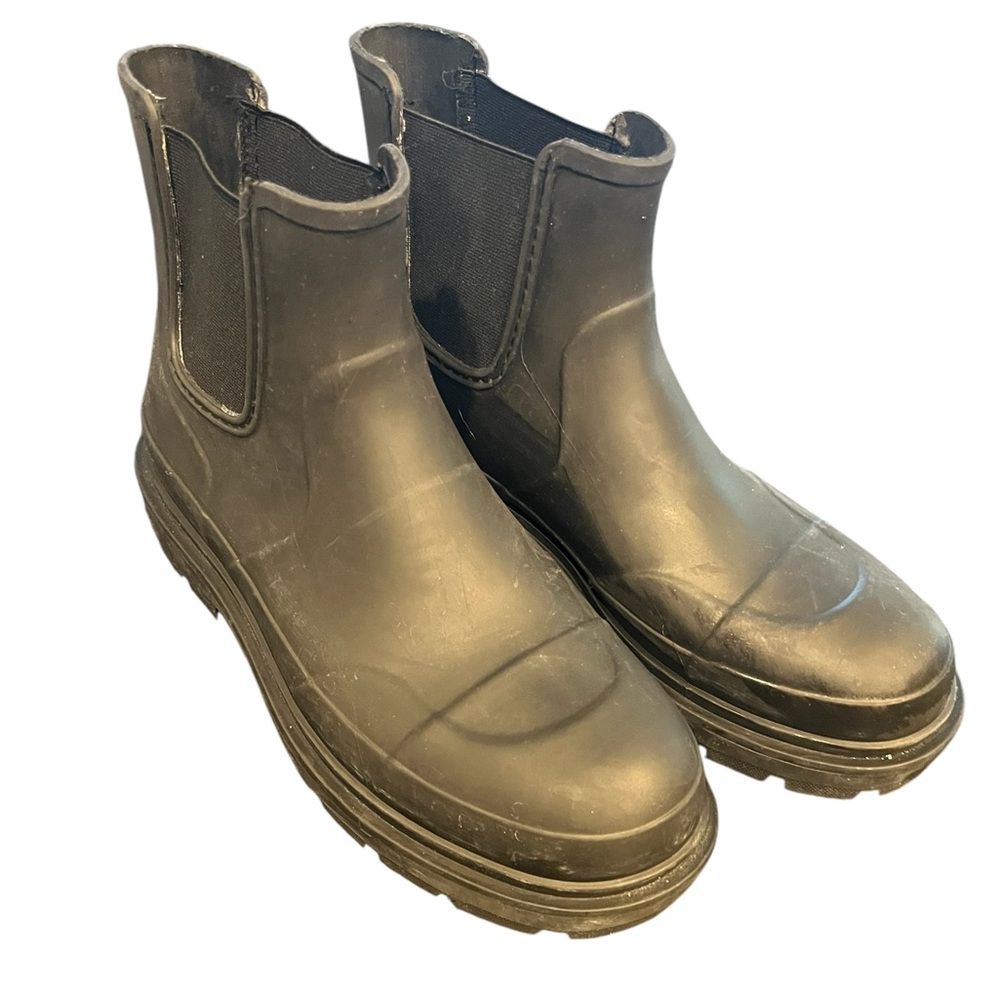 ZARA ELASTICATED RAIN‎ BOOTS BLACK W 10.5/M 9.5 Unisex
